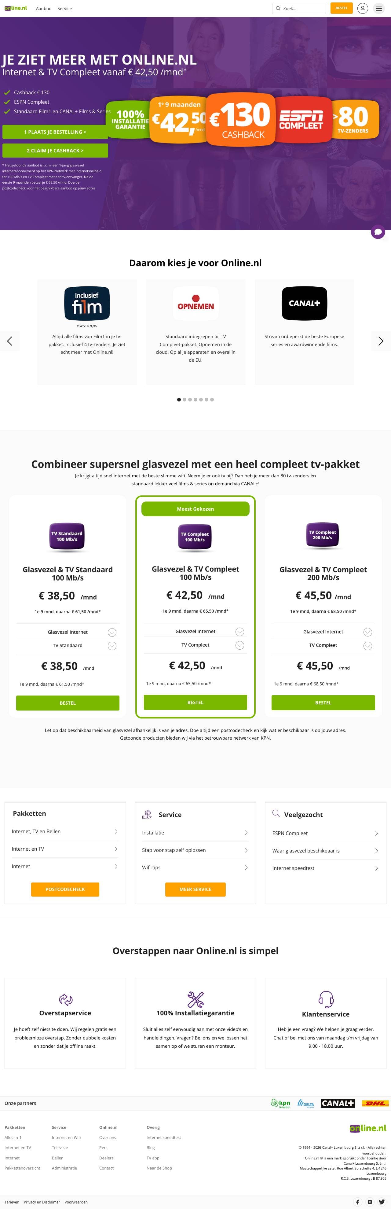 Voorbeeldweergave van de geteste pagina op online.nl