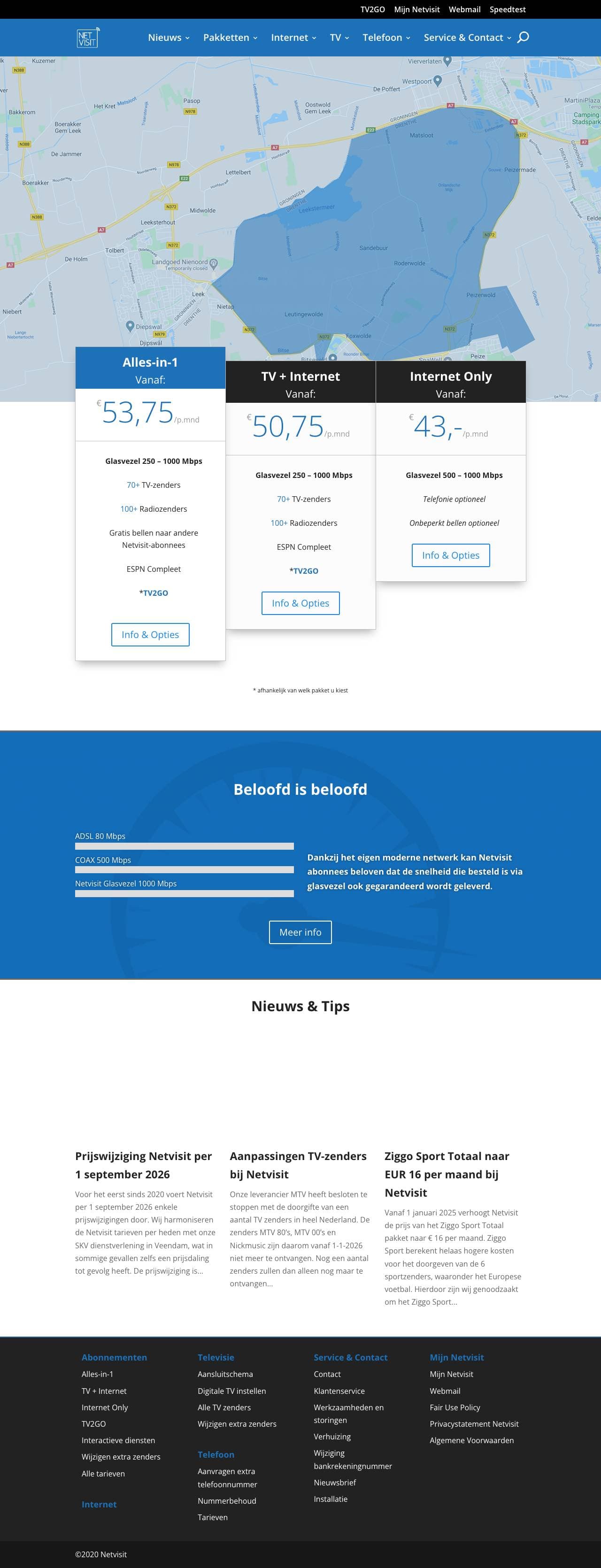 Voorbeeldweergave van de geteste pagina op dkb.netvisit.nl
