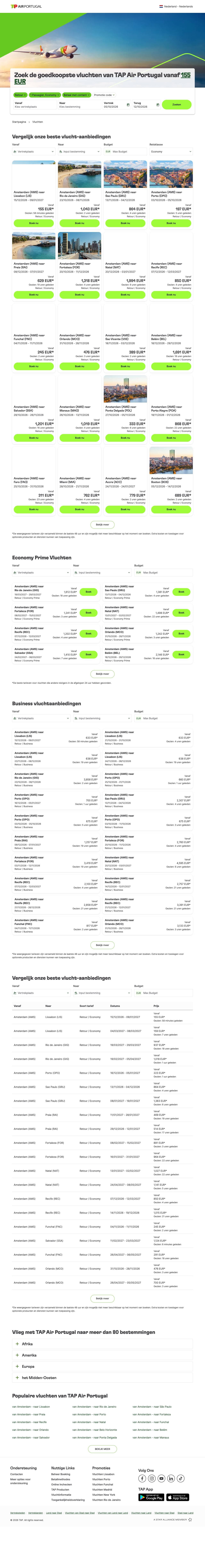 Voorbeeldweergave van de geteste pagina op flytap.com