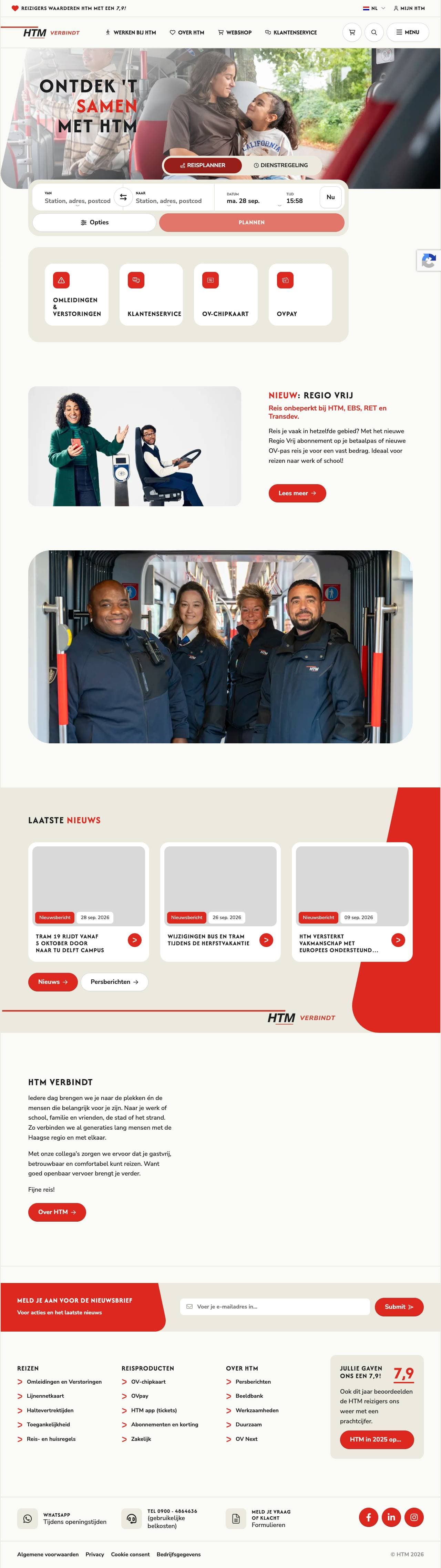 Voorbeeldweergave van de geteste pagina op htm.nl