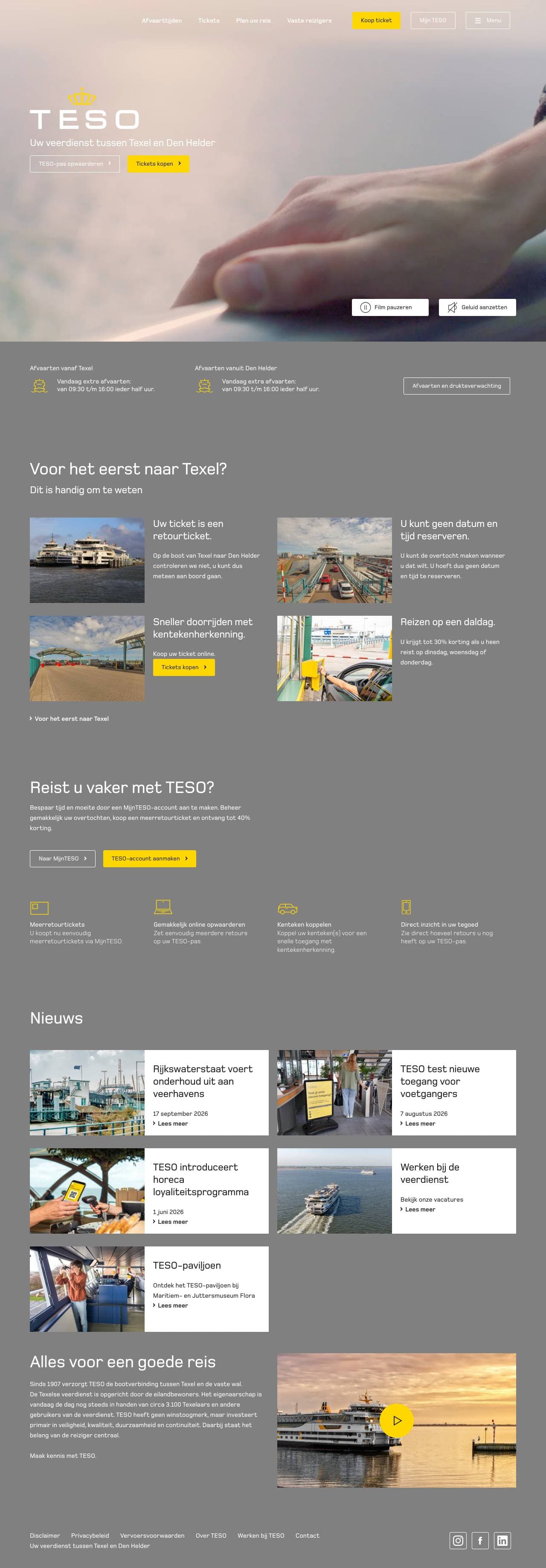 Voorbeeldweergave van de geteste pagina op teso.nl