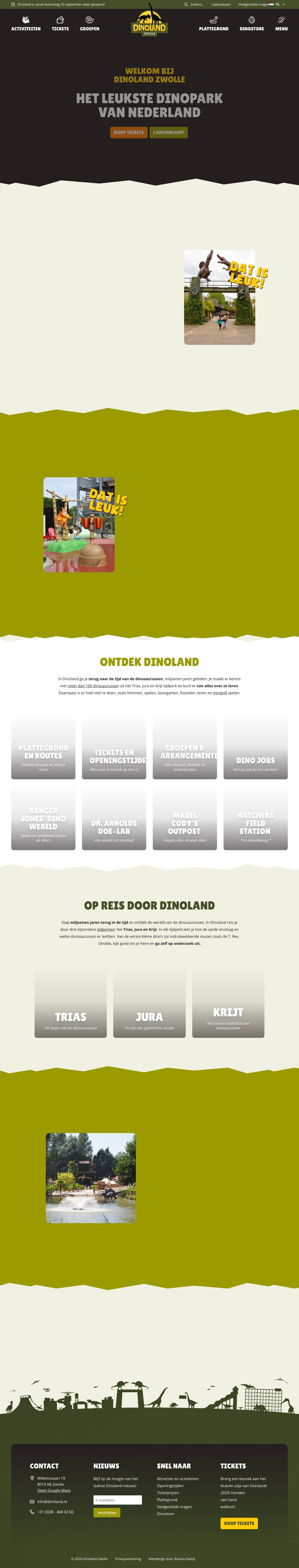 Voorbeeldweergave van de geteste pagina op dinoland.nl