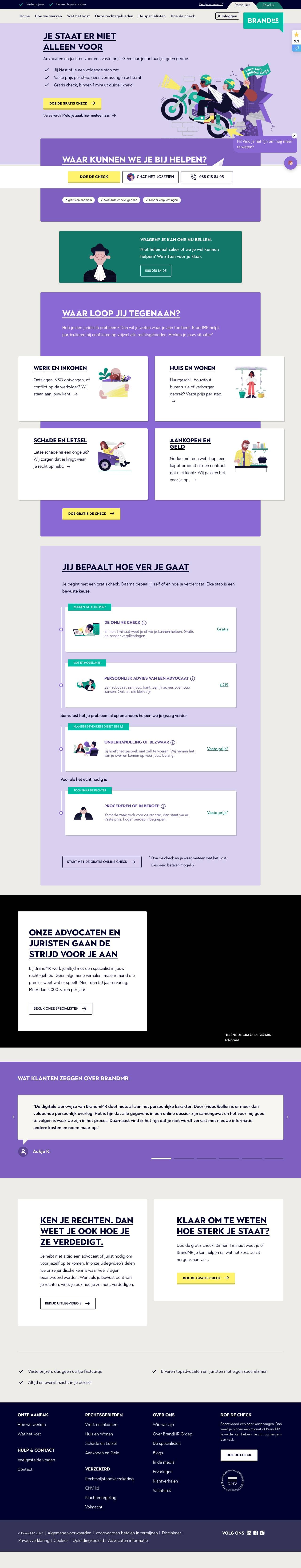 Voorbeeldweergave van de geteste pagina op brandmr.nl