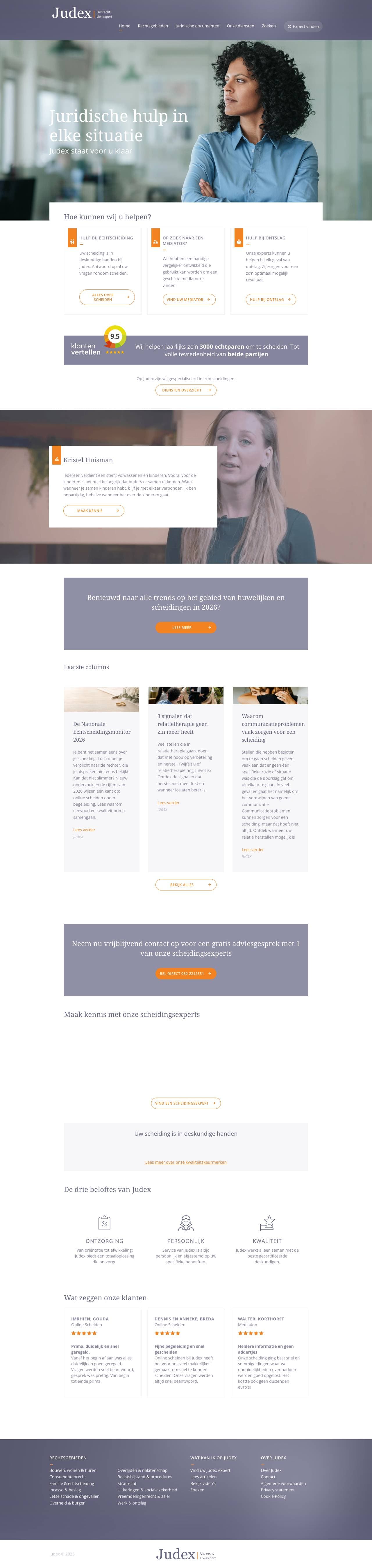 Voorbeeldweergave van de geteste pagina op judex.nl