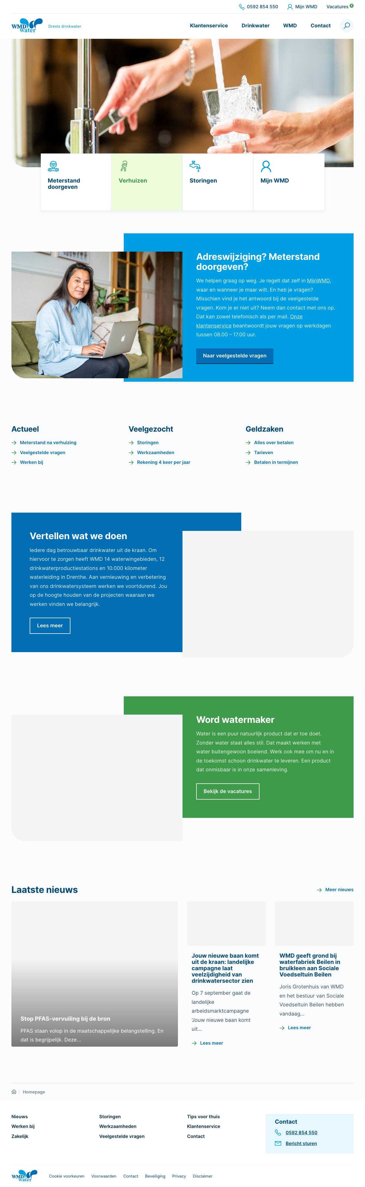 Voorbeeldweergave van de geteste pagina op wmd.nl