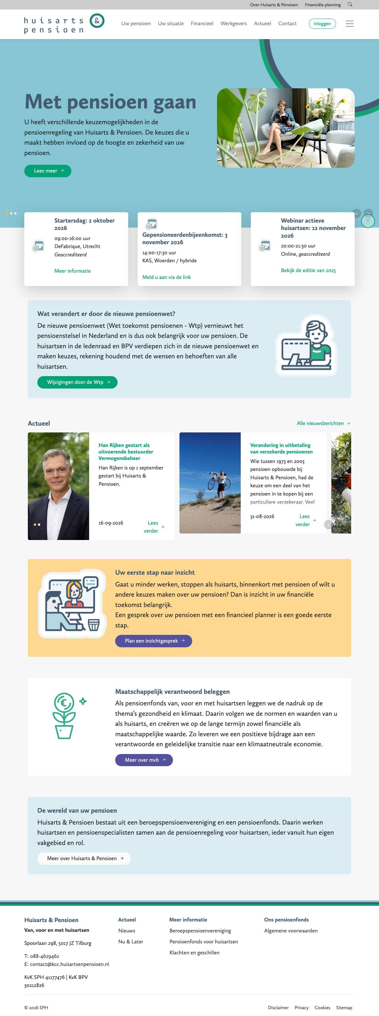 Voorbeeldweergave van de geteste pagina op huisartsenpensioen.nl