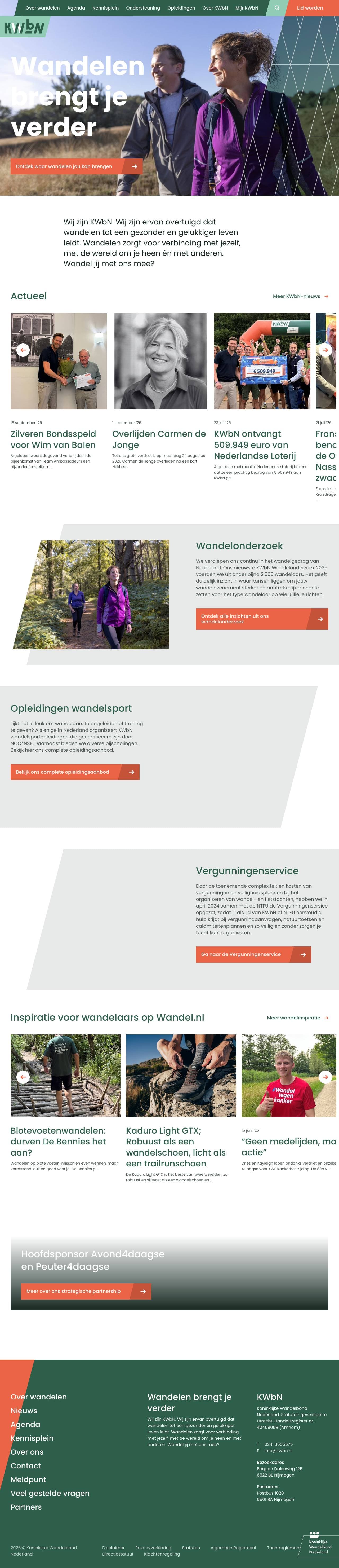 Voorbeeldweergave van de geteste pagina op kwbn.nl