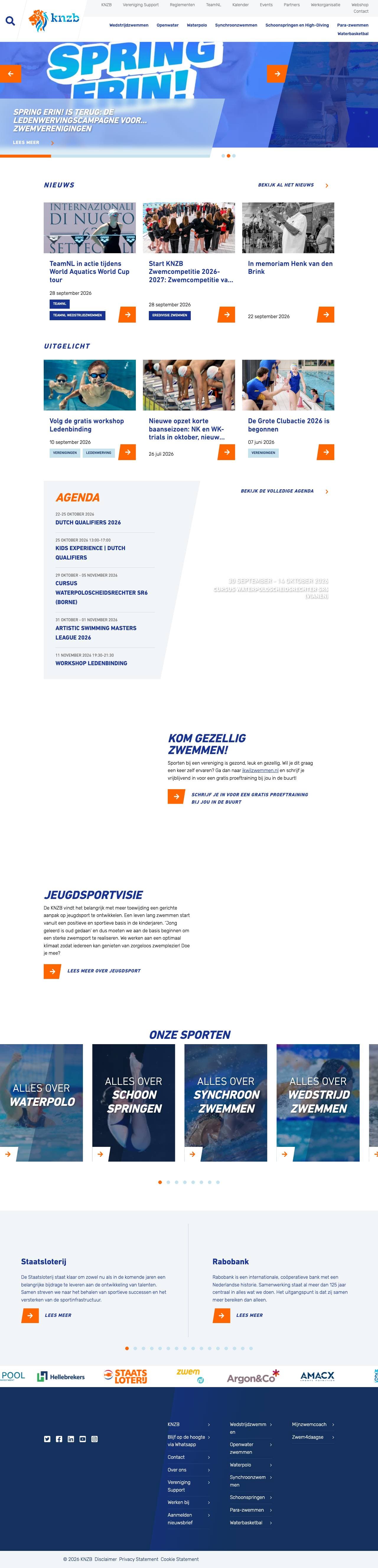 Voorbeeldweergave van de geteste pagina op knzb.nl