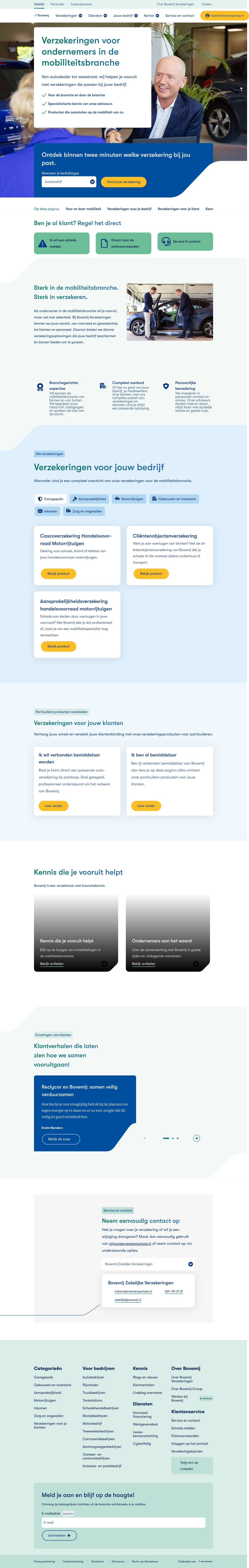 Voorbeeldweergave van de geteste pagina op bovemij.nl