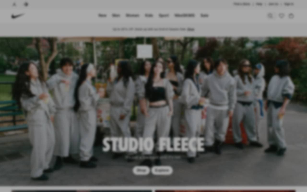 Voorbeeldweergave van de geteste pagina op nike.com