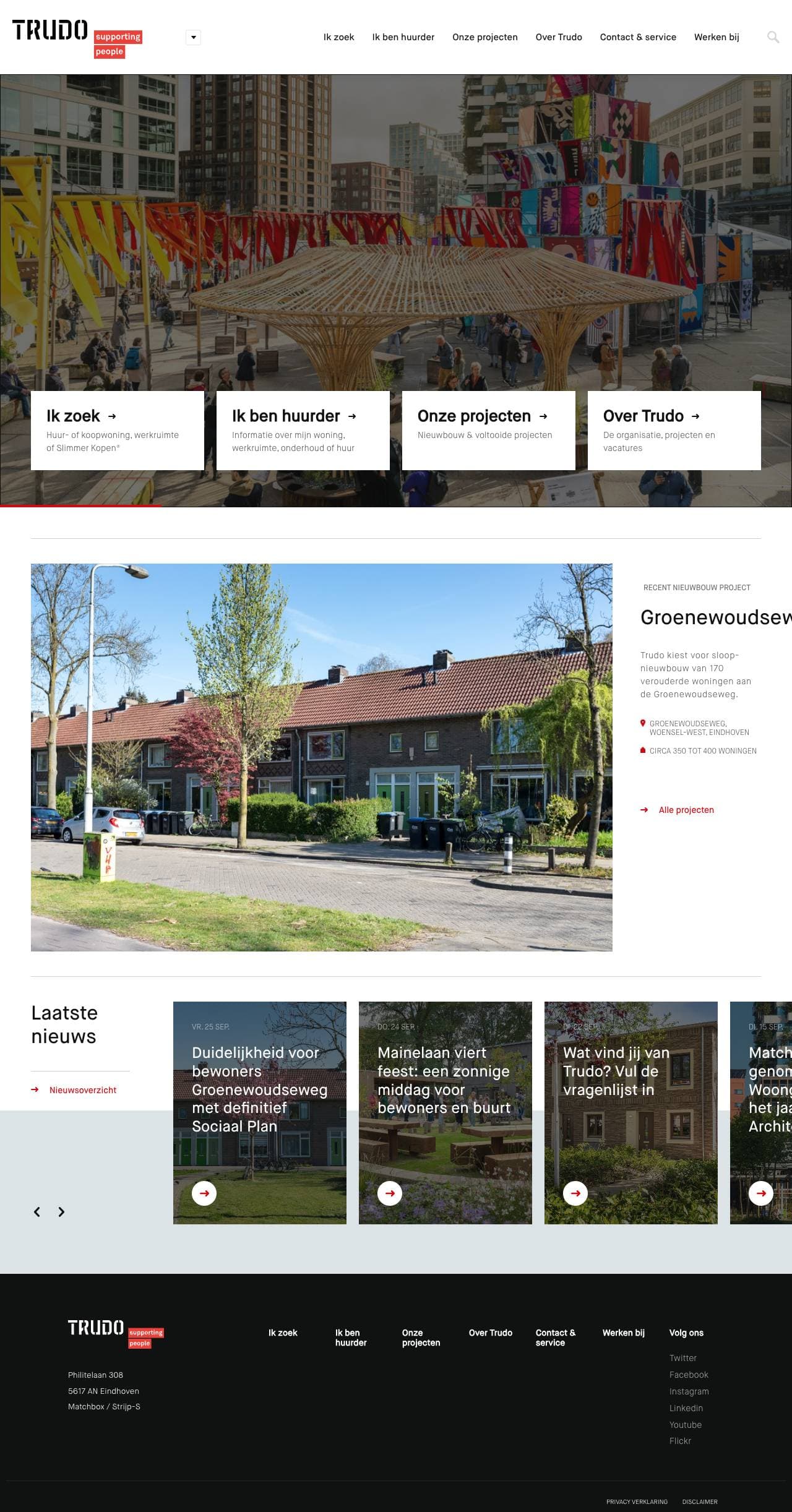 Voorbeeldweergave van de geteste pagina op trudo.nl